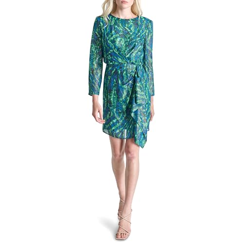 Image of DKNY Women's Long Sleeve Side Tie Mini Sheath Dress