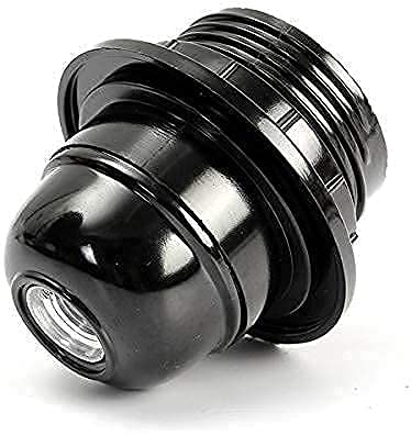 Dezin Kraft E27 Bulb Holder Screw Type, Black, Lamp Shade Holder with Rings (Pack of 1)-image-12