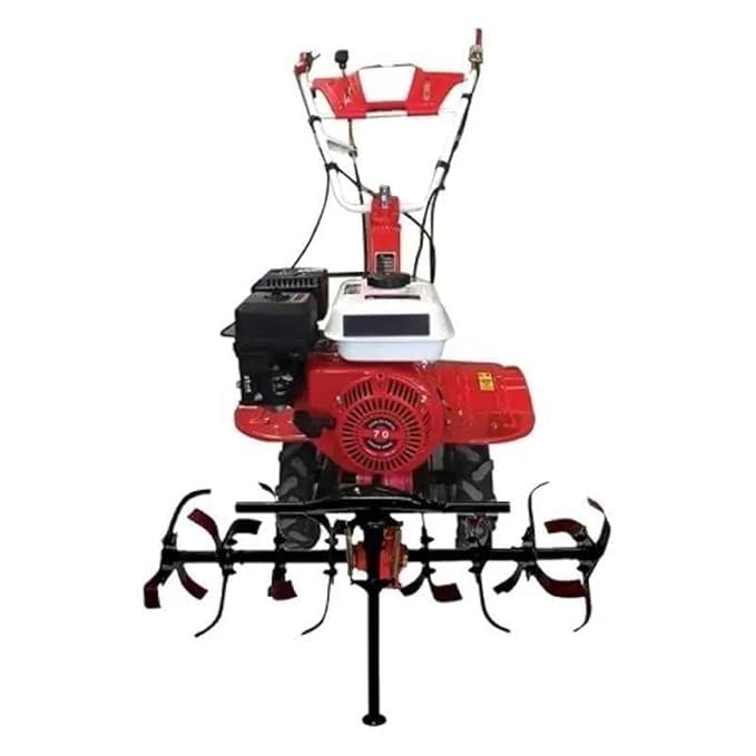 7HP 212cc 4-Stroke Petrol Power Tiller, Heavy Duty Gear Drive with PTO Shaft, Manual Push, Steel Construction, Red and Black (Red)-image-11
