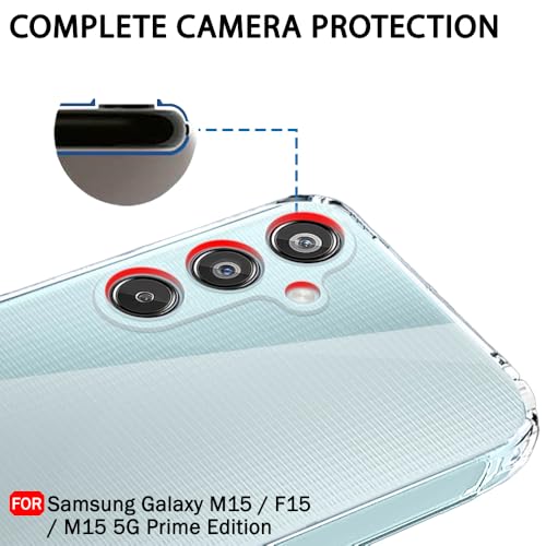 Image of TheGiftKart Back Cover Soft Case for Samsung Galaxy M15 / F15 / M15 5G Prime Edition | Best Camera Protection | Inbuilt Dust Plugs & Anti-Slip Grip | Ultra Clear Back Cover (Silicone, Transparent)