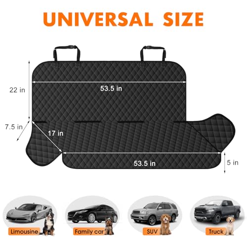 Image of NECKORY Backseat Cover for Dogs, Waterproof and Non-Slip Pet Bench Seat Covers, Car Seat Protector for Back Seat, Universal Size Rear Car Seat Cover Fits Cars, Trucks and SUVs, M-Black
