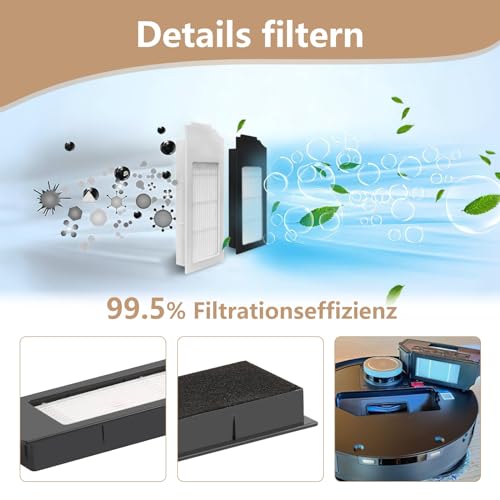 Yivy 26 Stück Zubehör Set für Ecovacs DEEBOT X1 Plus Staubsauger, X1+ Ersatzteile: 2 Hauptbürste,8 Seitenbürsten,4 HEPA-Filter, 4 wischpads, 6 Staubsaugerbeutel,1 Putztuch…