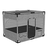 HENGMEI Welpenauslauf Oxford-Gewebe Tierauslauf Freilaufgehege mit Reißverschluss Seitentasche, Welpenlaufstall mit Atmungsaktives Netz Rahmen aus PVC-Rohren Tierkäfig (Viereck - 85 x 65 x 65 cm)