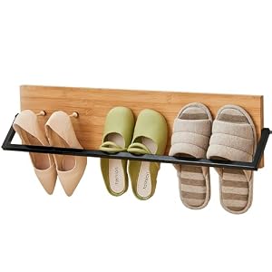 WONKAHOMES Hängendes Schuhregal Bambus & Metall