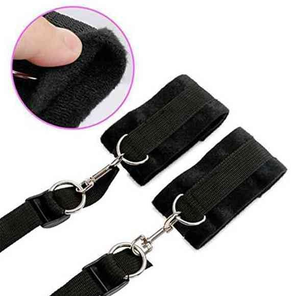 Vista 8 de BDSM - Kit sexual de restricciones para parejas, tamaño King, restricciones de cama para tobillo y muñeca, correas de amarre sexual debajo