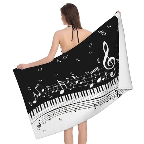 Serviette de luxe microfibre douce imprimé notes de musique pour salle de bain moderne