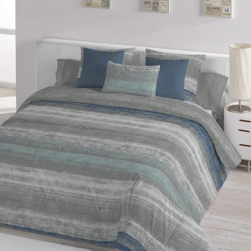Genérico STILIA Edredón Erenda Azul, 100% Poliéster, 460 gr/m², con Fundas de Cojín 50x70 cm (Azul, 90 cm)