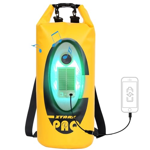 Qoolife Bolsa Seca Impermeable con Altavoz y Luz Bluetooth Solar - 10L Bolsas Secas con Cierre de Rollo para Mantener el Equipo Seco para Kayak, Playa, Rafting, Barco, Senderismo, Camping y Pesca miniatura 1