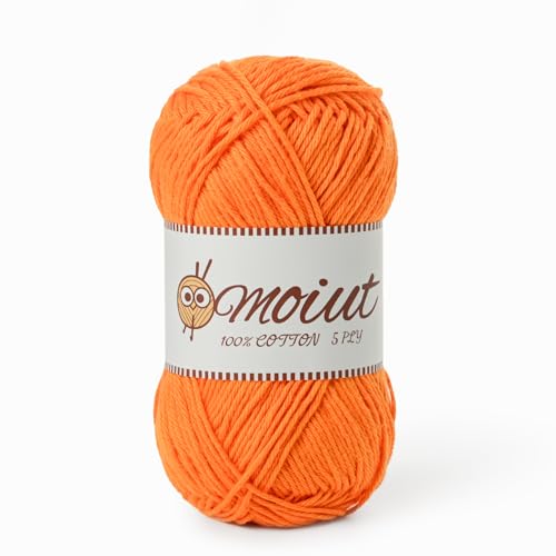 Image of Cotton Yarn for Crocheting, Baby Yarn for Crocheting Soft, 131yds / 1.76oz Fluffy Amigurumi Crochet Yarn, 5 Ply 100% Milk Cotton Yarn for Puzzle、Socks、Clothes(Orange)