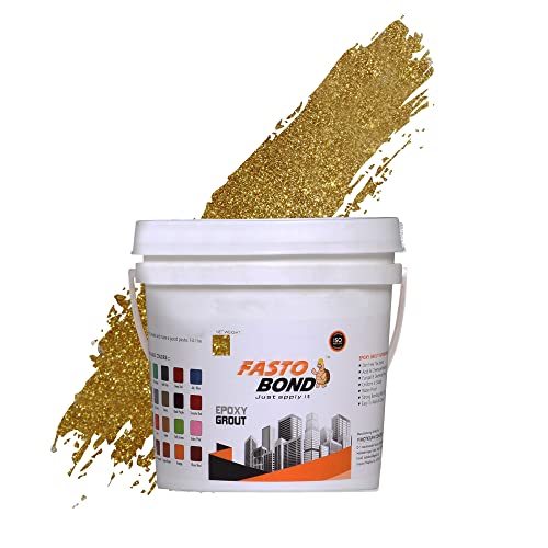 FASTO BOND Resin Epoxy Grout - 1 Kg-3 Kg & 5 Kg - Full_Glitter-Sparkle Colors Tile Grout_Fastobond | 3 Components Only | Premixed Glitter For Uniform Finish (1 Kg, Sp. Golden), 1 Bucket