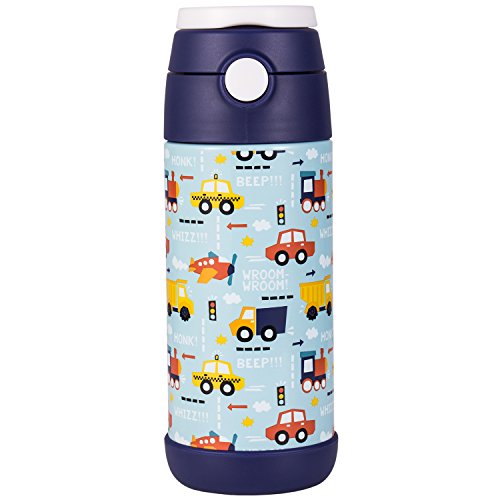 Snug Flask for Kids - Vacuum Insulated Water Bottle with Straw (Vroom)