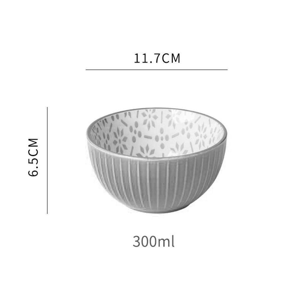 Ciotole per zuppa con Manico Anti-scottatura Goffratura nordica Piatto da Colazione in Ceramica Smaltata Noodle Tazza di Avena al latte-giallo-300ML