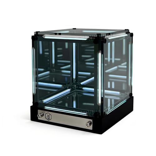Lámpara de noche con espejo Infinity - Lámpara de noche LED con forma de cubo acrílico 4D, efecto abiso, luz de ambiente regulable, recargable USB-C para gamer, luz ambiental futurista para