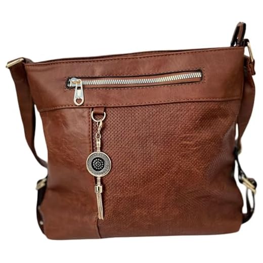Bolsa Feminina Tranversal Tiracolo Bolsa Ombro- MARRON-Média com Chaveiro Pingente Importado