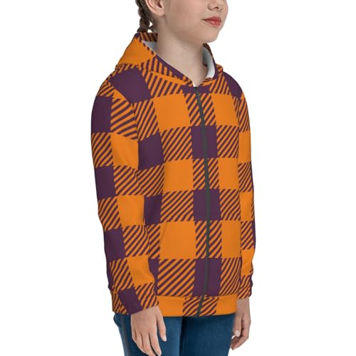 Fall Buffalo Plaid Kids Pullover Hoodies Boys Zip Up Sweatshirts Girls Athletic Clothes with Pocket4