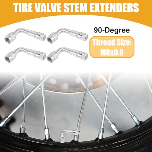 Image of 1 Set 90-Degree Universal Tire Valve Stem Extenders Extension Adapter - Cars RV Bicycles Motorcycles Trailers Tubeless Tire Valve - Copper Silver Tone
