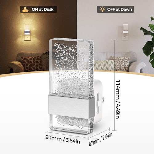 Image of DORESshop Night Light, Night Lights Plug Into Wall, Dimmable, 3000K | Bubble Decorative Night Light, Dusk to Dawn Sensor, Wall Sconce-Style Design Nightlights for Bathroom, Hallway, Gift, 2 packs