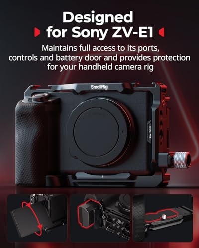 Image of SmallRig ZV-E1 Cage Kit with Silicone Grip and Cable Clamp for HDMI, Full Camera Cage Kit for Sony ZV-E1, Built-in Quick Release Plate for Arca-Type, Cold Shoe Mounts - 4257B | Full Camera Cage Kit for Sony ZV-E1, Bulit-in Quick Release Plate for Arca-Type, Cold Shoe Mounts, for DJI Mic 2