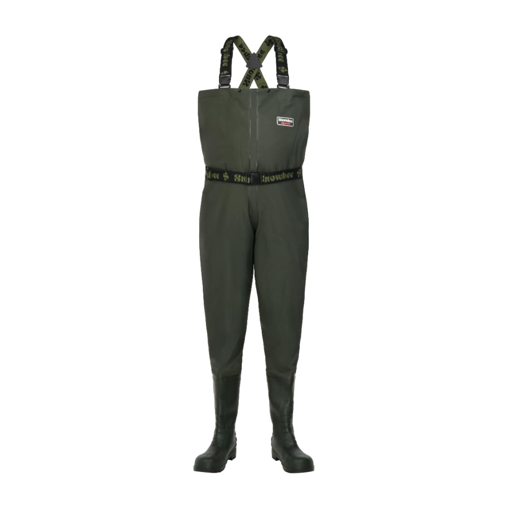 Snowbee Granite PVC Chest Wader - Fishing Wader With Elasticated Waist Belt and Buckles, Fitted With Cleated Sole Heavy-Duty PVC Boots