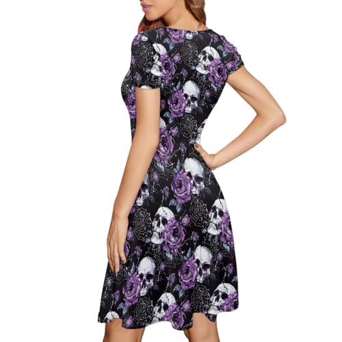 Image of Forchrinse Native Aztec Style Black White Geometric Women's Midi Dress Casual Long Dress Round Neck Swing Dress