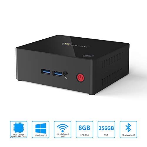 Mini PC, Aoxun Windows 10 64-bit Intel Celeron J3455 Processor(up to 2.3GHz) Desktop Computer,8G DDR3 256G SSD,1000Mbps LAN / 2.4+5.8G WiFi / BT4.2/4xUSB/2xHDMI/4K