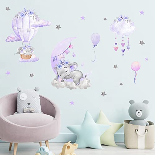 Stickers muraux éléphants pourpre pour relooker la chambre enfant