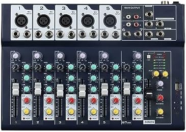 Bild 7 - Professioneller Mixer | 7-Kanal-2-Bus-Mixer/mit USB-Audio-Schnittstelle, Stereo-Equalizer für die Aufnahme von DJ-Bühnen-Karaoke-Musikanwendungen(F7)
