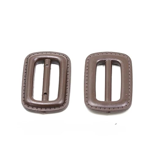 XJHDS 10/20pcs 3CM Brown Leather Covered Belt Buckle, Adjustable Fit Slide Buckles Replacement, Easy to Install DIY Crafting Accessories