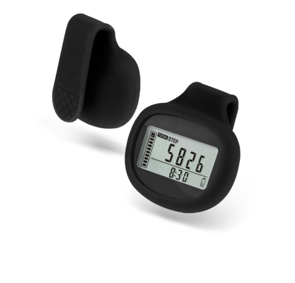Azonee Mini 3D Pedometer Portable Sports Walking Step, Counter with Silicone Protective Case & Clip 7 Days Memory Tracks Distance Miles/KM Calories