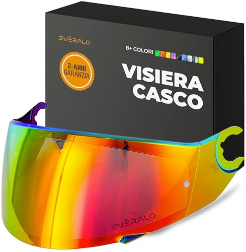 Everalo Visiera Compatibile con Shark Spartan - Spartan 1.2 - Skwal - Skwal 2 - D Skwal - D Skwal 2 - Vz160 - Vz165 - Visere Casco Pinlock Ready (Rosso Cromo)