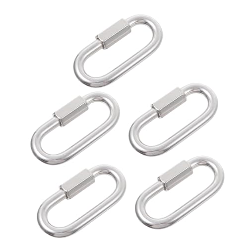 NAMOARLY Stainless Steel Carabiner Connector 5pcs Screw Link Chain for Locking Quick Connectors