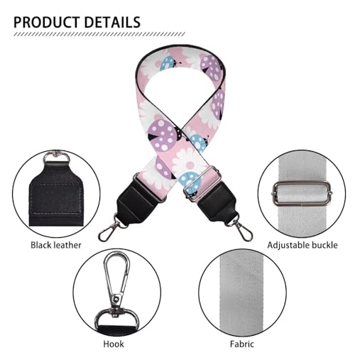 Image of GLENLCWE Ladybug Daisy Wide Shoulder Strap Adjustable Replacement Belt Guitar Style Crossbody Bag Handbag Strap Canvas Straps