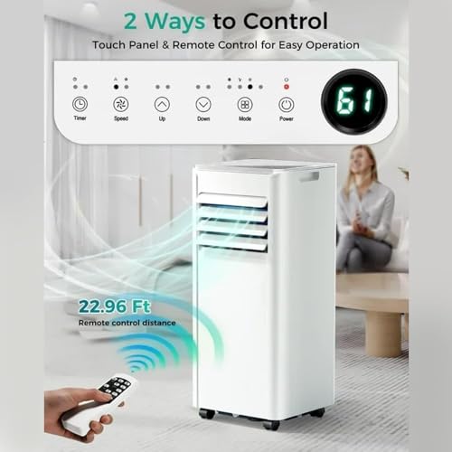 Image of 10000 BTU Portable Air Conditioner for 450 Sq.Ft, 3-in-1 AC Unit with Remote & LED Display, Quiet Cooling, Fan, Dehumidifier, Window Kit for Bedroom Home Office Dorm