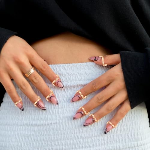 Image of 10 Pcs Nail Rings for Women, Elegant Nail Ring Set, Nail Extension Rings Premium Nail Ringsfor Daily Routine Cosplay Drama Performance and Parties