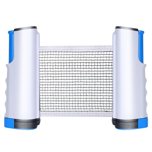 flintronic Red de Ping Pong Retráctil, Soporte de Ping Pong Telescópica Portátil, Ideal para Mesa de Ping Pong, Escritorio de Oficina, Cocina o Mesa de Comedor, Longitud Ajustable 170CM (Grisazul)