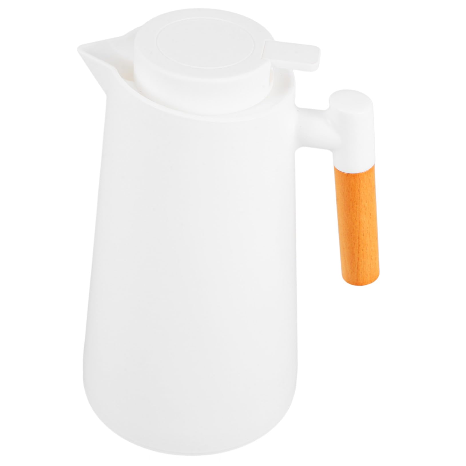 Botella Térmica de Vidrio con Aislamiento para Bebidas Calientes y Frías Pequeña Tetera Portátil para Hogar con Asa de Madera y Tapa de Fácil de Usar