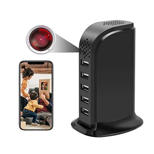 Hidden Camera USB Charger Camera WiFi USB Hub Spy Camera Nanny Cam HD Wireless Security Cameras Indoor USB Tower Covert Cam Motion Detection for Home Office Surveillance