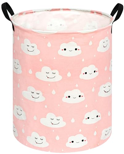 Image of Kids Laundry Hamper Clothes Gift Basket Storage Laundry Baskets Organizer Bin with Handles for Nursery Room (Smile)