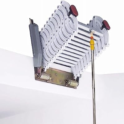 TECHTONGDA Attic Loft Stairs Pull Down Attic Ladder, 12 Steps Folding Ladder Loft Stair, Narrow Wall-mounted Pulldown Attic Stairs with 9.8ft Height Aluminum-Magnesium Alloy Retractable Folding Stairs