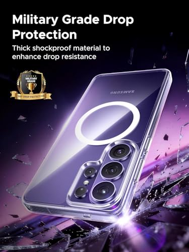 Image of QsmQam Crystal Hybrid Back Case Cover Compatible with Samsung Galaxy S26 Ultra |Compatible with MagSafe| Clear Protective Case | Transparent Back Case-(Military-Grade Polycarbonate + TPU,Dual Layered)