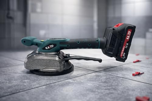 Image of KAITO Cordless Tile Vibrator Leveling Machine | 21 V Li-ion Dual-Battery | 5-Speed Adjustable | Strong Suction-Cup Tile Lifter | Handheld Tile Installation Tool for Floor & Wall Tiles