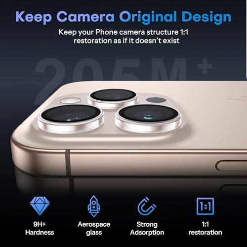 Image of CLITZ for iPhone 16 Pro /16 Pro Max Camera Lens Protector Original Individual Lens Screen Protector | 9H Hardness, Scratch-Resistant, Case Friendly (Clear)