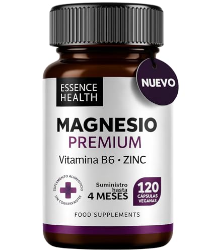 Premium Magnesio Complex 2446 mg | Bisglicinato Alta Absorción + Citrato + Zinc + B6 | 120 Cápsulas Veganas | Apoyo Muscular, Estrés y Energía | 4 en 1
