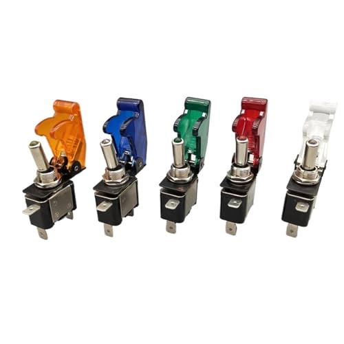 Interruptor de palanca LED azul de 12V 20A con tapa de avión para coche y barco 2