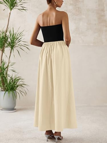 Image of PRETTYGARDEN Women 2026 Summer Elegant Strapless Maxi Dress Tube Top Dress A Line Flowy Long Wedding Party Cocktail Dresses