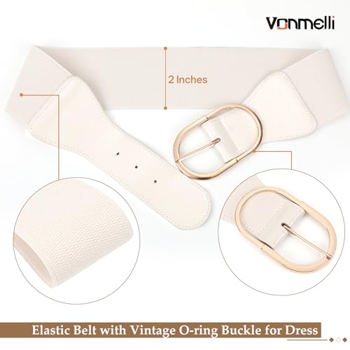 Image of VONMELLI Stretchy Wide Women Belts Elastic Vintage Belts for Women Fashion Ladies Waist Belt for Dress