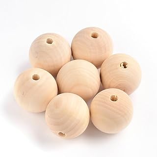 Craftdady 50Pcs 40mm Natural Wood Beads Unfinished Round Wood Loose Beads Large Hole Wooden Ball Spacer Beads for Jewelry Craft Making Home Party Decor Hole: 7mm