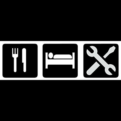Funny Eat Sleep Mechanic Fix Tools Wrench Vinyl Sticker Car Decal (6" Black) image 3