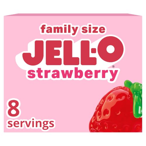 Jell-O Strawberry Gelatin Dessert Mix, Family Size, 6 oz Box