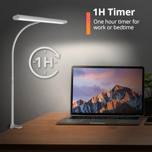 iFalarila Desk Lamp 10W Schreibtischlampe Dimmbar mit Fernbedienungen - 160 LED Super Helle Klemmleuchte mit USB-Adapter | 3 Farbtemperaturen & 10 Helligkeitsstufen | 70cm Flexiblem Schwanenhals